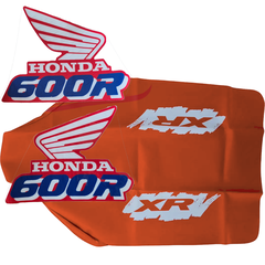 Calcomanías vintage para Honda XR600 XR 600 con logo 600R en azul , tapizado simil oem naranja