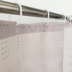 Cortina Baño Teflon + Ganchos Diseño Scuadra Gris