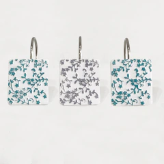 Ganchos para Cortina de Baño Resina Decorinter Diseño Forest Blue