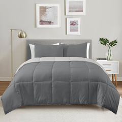Acolchado Simil Plumon Reversible 2 Plazas Kavanagh Color Gris/Gris Claro