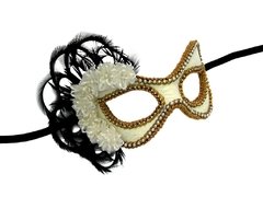 Antifaz Veneciano Hali Farfalla Plumas Negras - comprar online