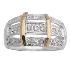 Anillo Plata y Oro, Pavé Cod. 2807