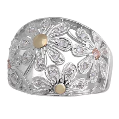 Anillo Plata y Oro, Pavé Cod. 3168