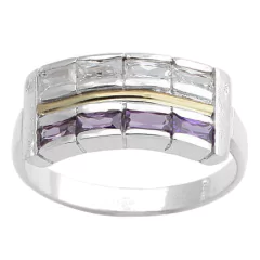 Anillo Plata y Oro, Baguettes Cod. 3960