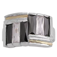 Anillos Plata y Oro, Baguettes Cod. 4003
