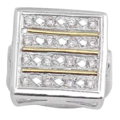 Anillo Plata y Oro Pavé Cod. 4038