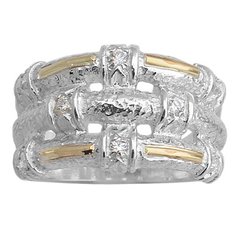 Anillo Plata y Oro Pavé Cod. 4085-2