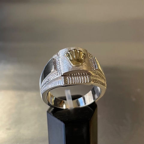 ANILLO PLATA Y ORO COD. 4406 CABALLERO