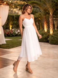 Vestido midi tule de poá V5187 - loja online