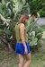 Short Tejido Adultos Azul 100 % Algodón
