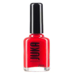 Esmalte tradicional Juka tono 42 Simply red, color rojo clásico intenso, envasado en frasco de 12ml.