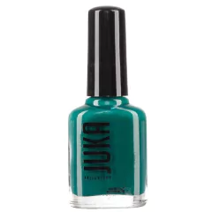 Esmalte tradicional Juka tono 45 Pine forest, color verde pino intenso, envasado en frasco de 12ml.