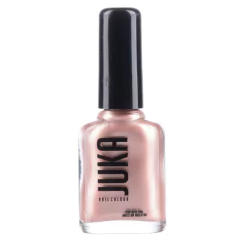 Botella de esmalte de uñas JUKA color rosa metalizado, tono 74 Manhattan Pink, envase de 12ml sobre fondo blanco.