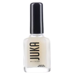 Envase de tratamiento para uñas Juka en su característica botella cilíndrica negra de acabado opaco. En su zona frontal, un círculo identificador resalta la variedad "04 MATIFICADOR", un finalizador diseñado para transformar cualquier esmaltado clásico dá