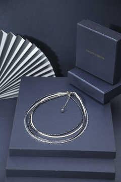 Art. 2409 Collar 5 vueltas de cristales JACKIE. Producto PREMIUM, silver color gris cristal. - (copia)