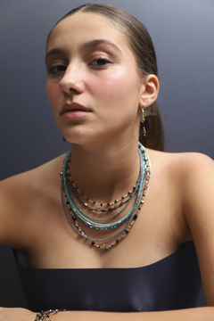 Art. 2409 Collar 5 vueltas de cristales JACKIE. Producto PREMIUM, gold color azulino. - (copia) - (copia) - (copia)