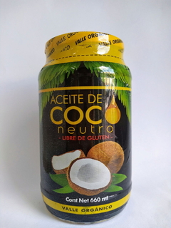 Aceite de Coco Agroecológico x 660 Cc. ´´Valle Orgánico´´ (Neutro)