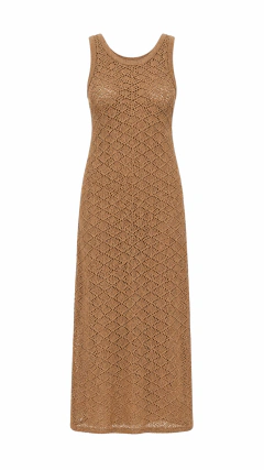 Vestido largo tejido cafe