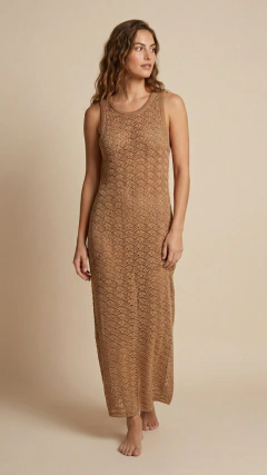Vestido largo tejido cafe - buy online