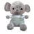 Elefante Pelúcia Cinza Com 29 Cm Altura Sentado Com Roupa