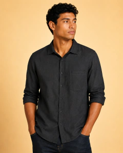 CAMISA MANGA LONGA LINHO (PRETA)