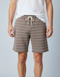 BERMUDA MOLETOM TR (CAQUI LISTRA BRANCA) - comprar online