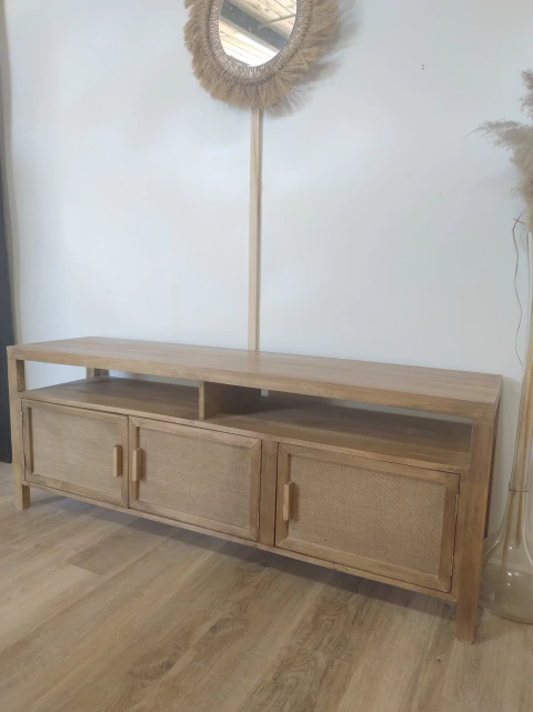 Rack tv madera alamo fibras Naturales