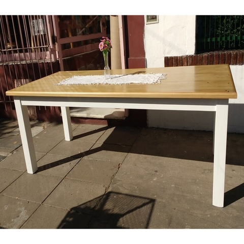 Mesa 2x1 pino enchapado patinado