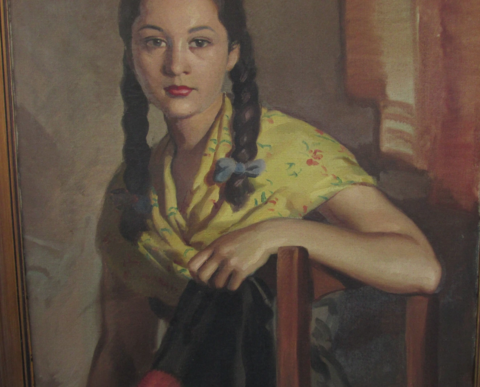 Antigua pintura al óleo de una joven dama con una cara hermosa c. 1930 Master ́Viana - tienda online