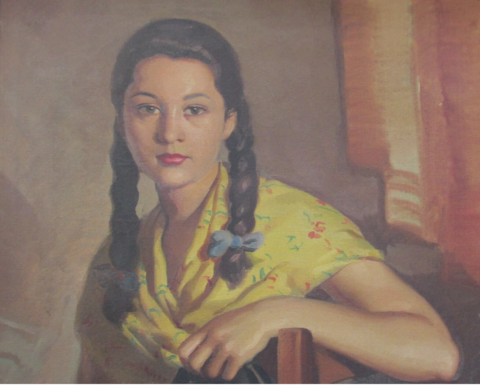 Antigua pintura al óleo de una joven dama con una cara hermosa c. 1930 Master ́Viana en internet
