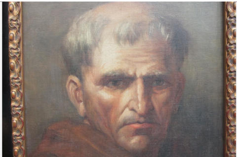 Rostro extraordinario de un fraile/monje franciscano óleo sobre lienzo G. H. Schüter