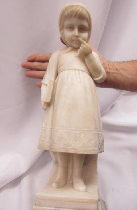 A. MICHELOTTI escultura de mármol de una chica pensante 1920 estatua en internet