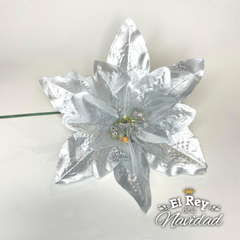 Flor Estrella Federal Plateada 15cm