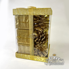 Set x 12 Adornos de 6cm en Paquete de Regalo Oro