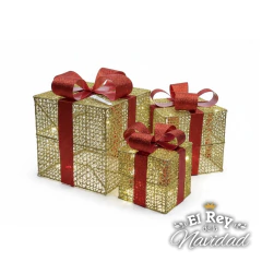 Set x 3 Regalos Decorativos Navideños con Luz