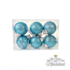 Set x 6 Globos Glitter 4cm Celeste