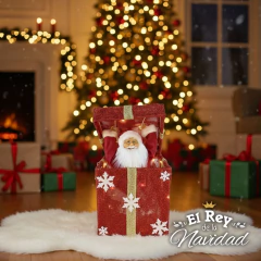 Papa Noel Saliendo del Regalo con Luz, Movimiento y Musica 40cm en internet