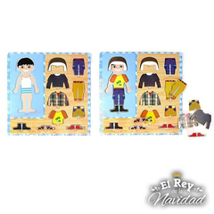 Rompecabezas didáctico de encastre en madera para vestir los personajes - tienda online
