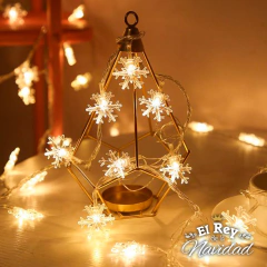 Guirnalda Copos de Nieve Led Calidas Fijas 5mts - tienda online