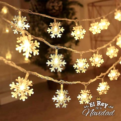 Imagen de Guirnalda Copos de Nieve Led Calidas Fijas 5mts