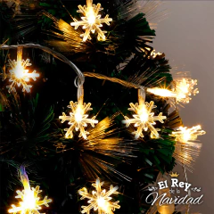 Guirnalda Copos de Nieve Led Calidas Fijas 5mts - El Rey de la Navidad