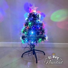 Arbol de Navidad 60cm Luminoso RGB Led y Fibra Optica Nevado - El Rey de la Navidad
