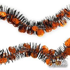 Boa HALLOWEEN negra con calabazas naranjas 6cm
