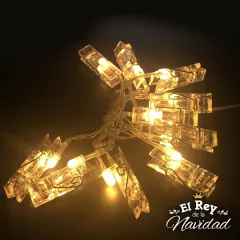Guirnalda de 20 Broches Led Blanco Calido a PILAS - comprar online