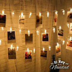 Guirnalda de 20 Broches Led Blanco Calido a PILAS