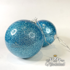 Set x 4 Globos Glitter Esmaltados Celeste 8cm LUJO