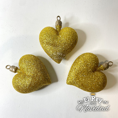 Set x 3 Corazon Glitter Oro