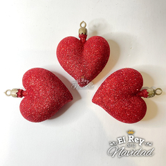 Set x 3 Corazon Glitter Rojo