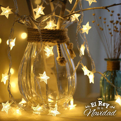 Guirnalda Estrellas Led Calida Fijas 5mts a PILAS - El Rey de la Navidad