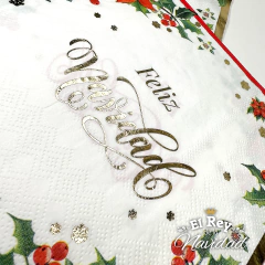 Set x 12 Servilletas Navideñas con deco foil dorado - comprar online